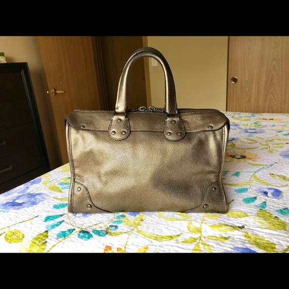 Coach Metallic Leather Rhyder Satchel - Brass - Picture 2 of 8